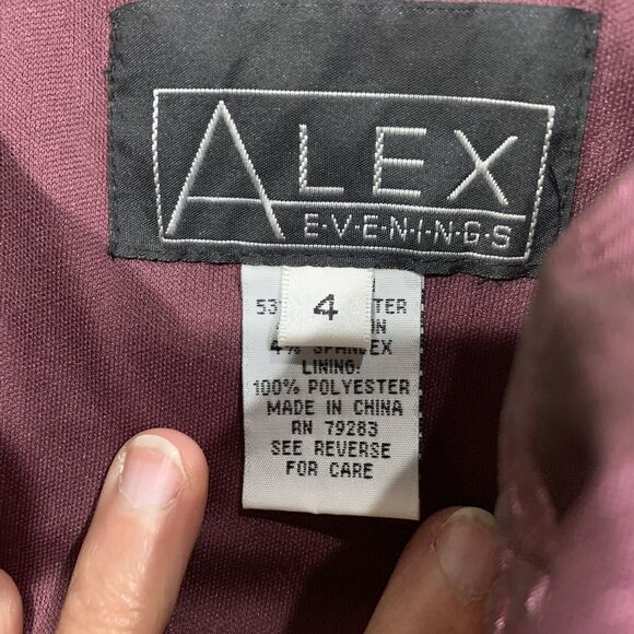 Alex Evenings Sz 4 Mermaid Gown Off The Shoulder Beaded Pleated Taffeta Crinkled - Picture 3 of 11